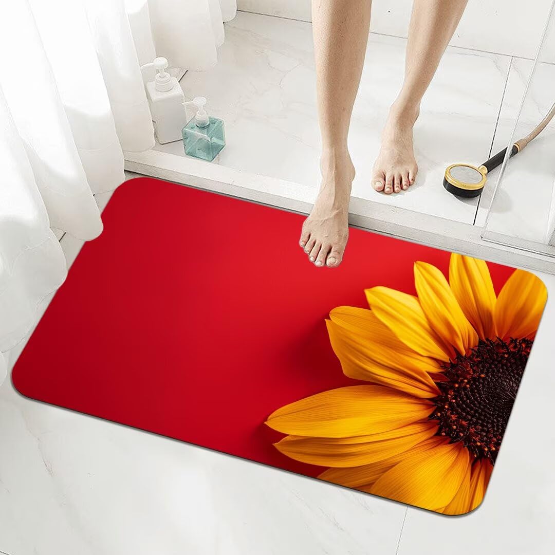 Badezimmerteppich Groß Schnelltrocknend Badteppich 160x230cm Rutschfester Badematte Red Absorbierender Duschvorleger Waschbar Badvorleger Dünn Bath Bathroom Mat Fußmatten Toilette Badewanne 5-932