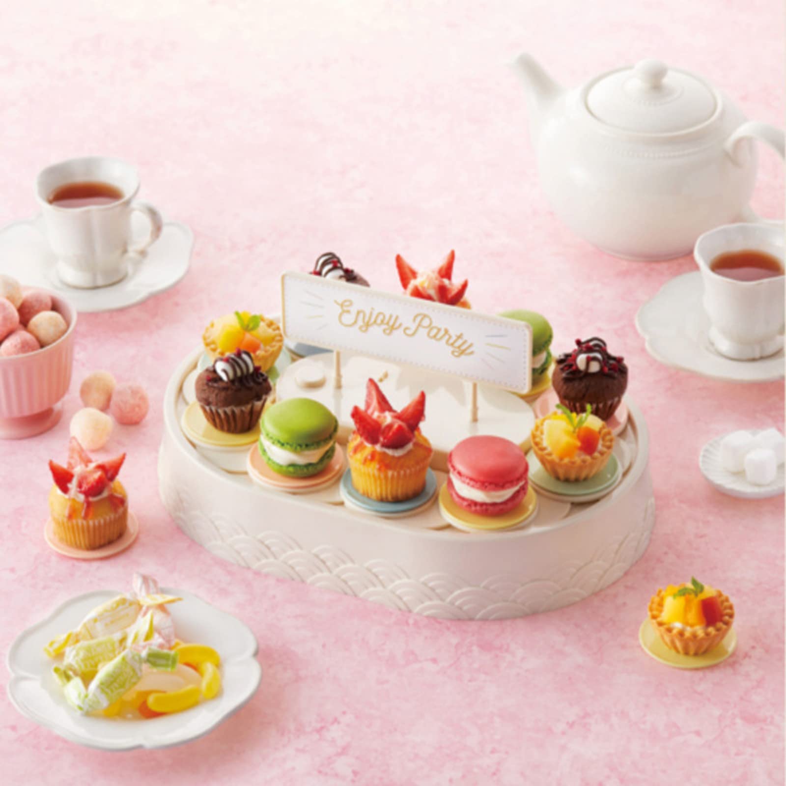 Juego de 11 Piezas para Soporte de Pasteles con Base Giratoria, Soporte para Cupcakes, Bandeja Y Espacio de Almacenamiento para Una Presentación,