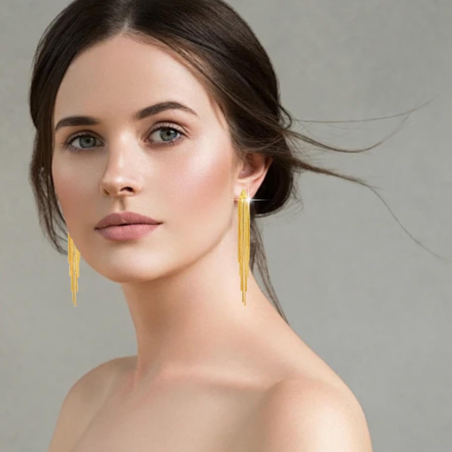 Long Tassel Dangle Drop Earrings for Woman,Dainty Punk Sleek Metal Chain Earrings Elegant Fringe Chandelier Dangle Earrings Wedding Prom Party - Image 4