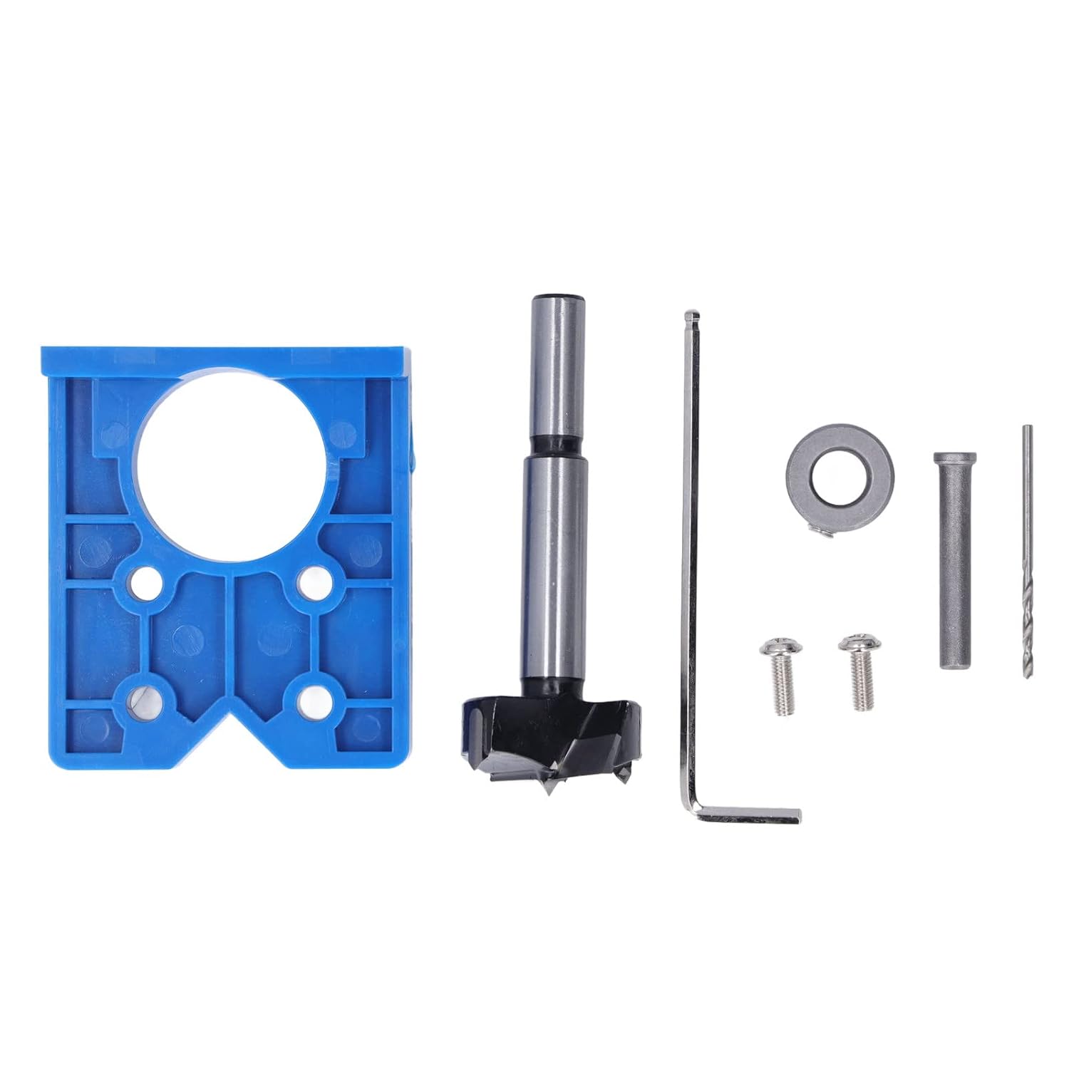 35mm Hinge Hole Saw Jig Drilling Guide Set Woodworking Punching Locator with Depth Stop, for Hinge Drilling Woodworking Tools (Red)