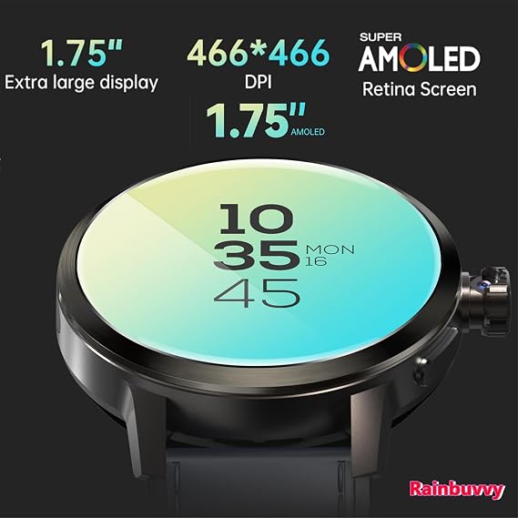 4G LTE Smart Watch Mobile Phone, 1.75-inch AMOLED Display Large Screen Wristwatch, SL8541E, Android 8.1, 2GB + 16GB, 1520mAh, Clock Phone, Google Playstore, Messaging, Rotating Camera, Video Calls
