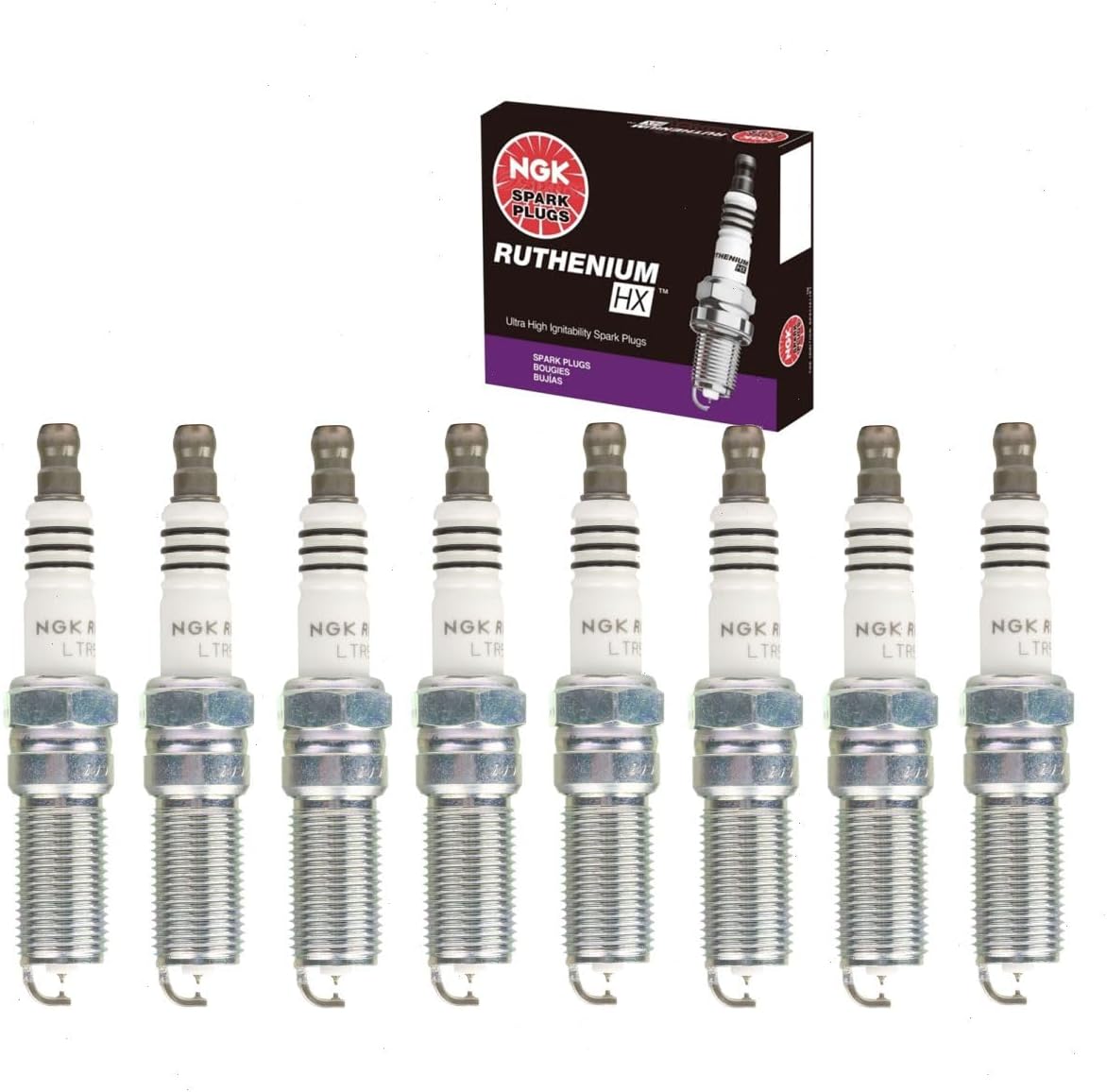 NGK Ruthenium HX Spark Plugs 8-Pack (fits 2015–2020 Chevrolet Tahoe 5.3L/6.2L V8)