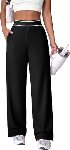70% off promo code for Women's Wide Leg Pants Elastic High Waisted Lightweight Track Pants on Amazon