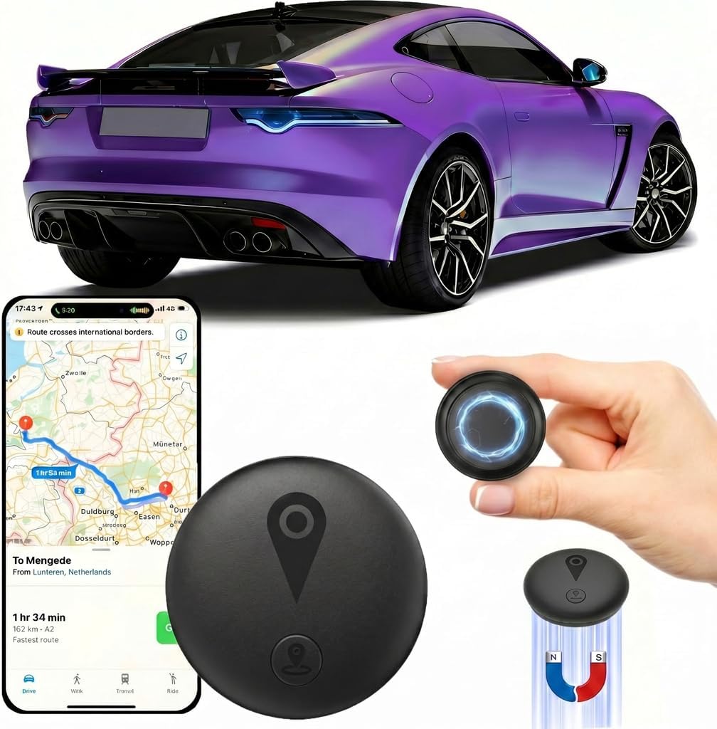 GPS Tracker Auto(Kompatibel mit iOS &amp; Android) GPS Tracker Auto Ohne ABO Integrierte,2026 Neues Globale Abdeckung Weltweite IP67 für Autos,Motorräder,Fahrrad,Starke Magnetische Saugkraft