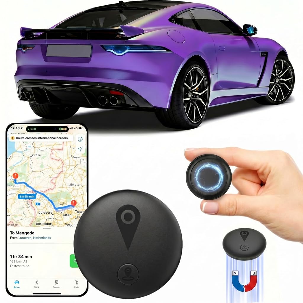 GPS Tracker Auto(Kompatibel mit iOS & Android) GPS Tracker Ohne ABO 2026 Magnetischer Smart Tag Objektfinder Weltweite IP67 Wasserdicht Echtzeit Abdeckung für Autos/Fahrräder/Motorrad