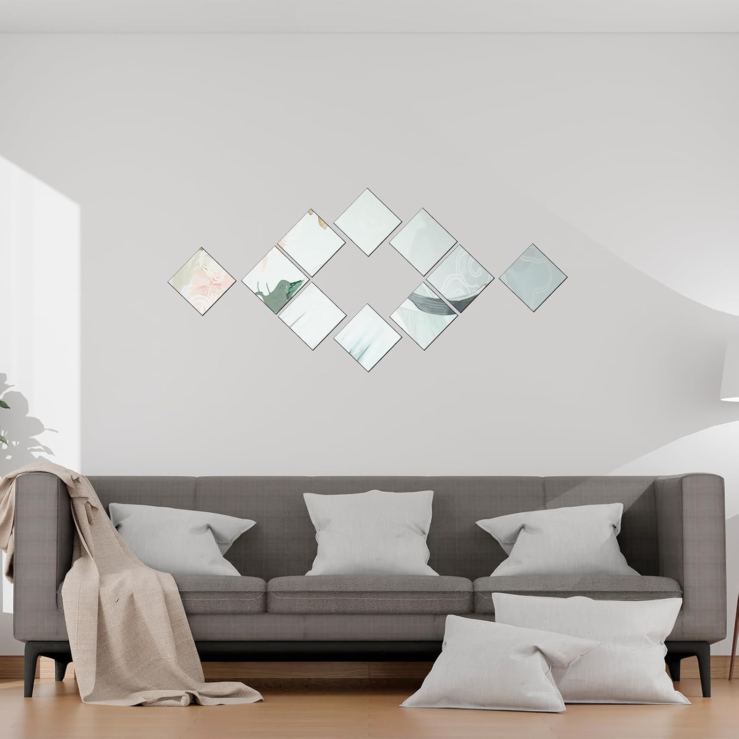 Trinkrittey 20 Pcs Mini Square Acrylic Mirror Tiles 2 x 2 Inch Self Adhesive Mirror Wall Stickers Tiny Mirrors Tiles for DIY Projects Crafts Supplies Wall and Table Decor