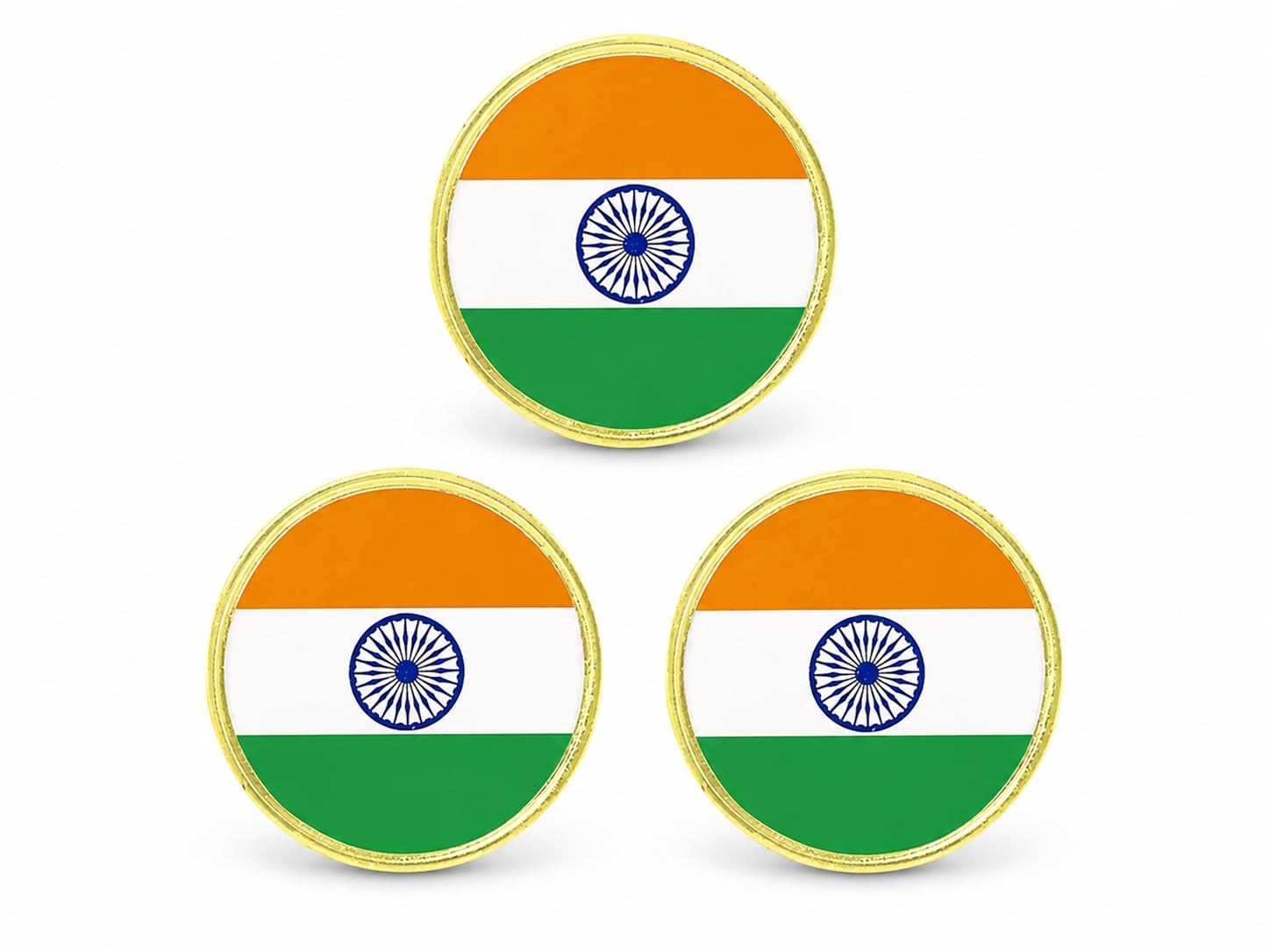 Indian Flag Metal Lapel Pin Badge | Round Tiranga Brooch | Tricolor Coat, Shirt & Blazer Pin for Independence Day, Republic Day, School & Office (Pack of 3)-image-31