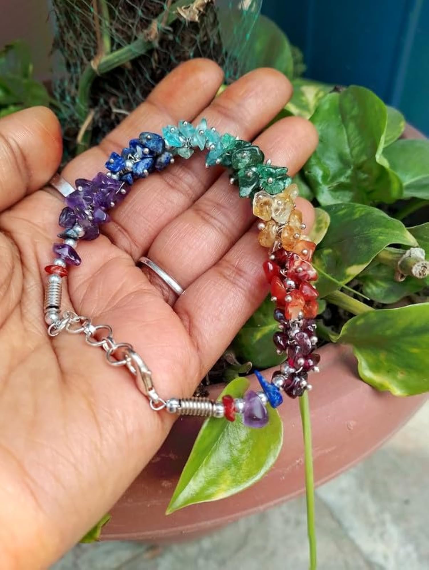 7 Chakra Chips Bracelet Combo Set for Women and Men
