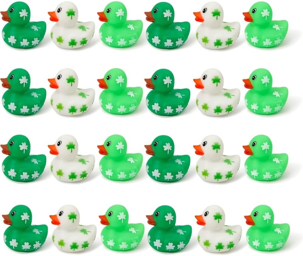 Fun Express St Patrick's Day Mini Shamrock Rubber Duckies, Ducks, 24 Pieces, Green, Irish Holiday Toys VBS 2026