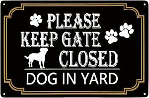 Metallschild 'Please Keep Gate Closed Dogs In Yard' – 12,7x25,4 Cm, Grün, Vintage-Stil, Mit Aufhänger, Für Garten & Hof