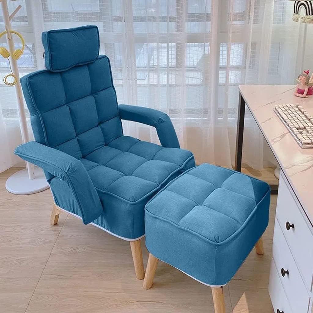 Chairs Folding Lounger Home Bedroom Living Room Lazy Sofa Chaise Longue Nordic Chair for Leisure Lunch Break Balcony Folding Sofa Chair (Color : Blue) (Blue)