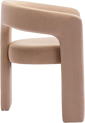 Miniatura 6 de Modern Barrel - Silla de comedor tapizada con brazos, cómoda silla auxiliar de terciopelo para sala de estar, oficina en casa, recepción, color caqui
