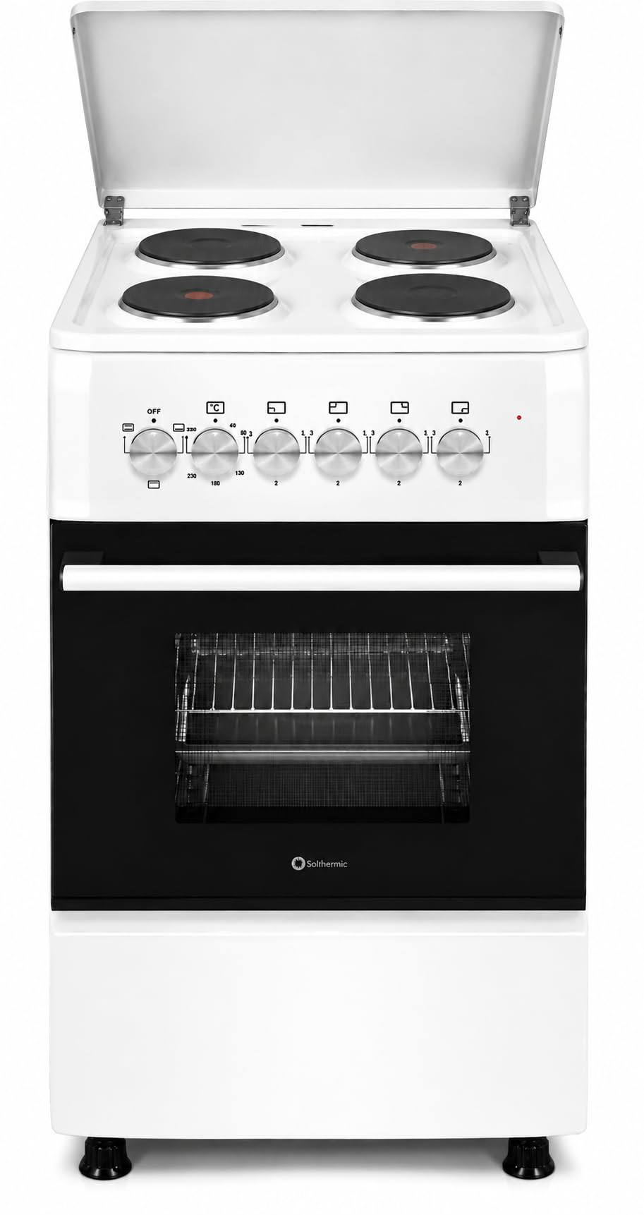 SOLTHERMIC F5S04E3W COCINA ELECTRICA BLANCAS/ANCHO 50 CMS / 4 FUEGOS/HORNO MULTIFUNCION 60 L. / ALTA GAMA