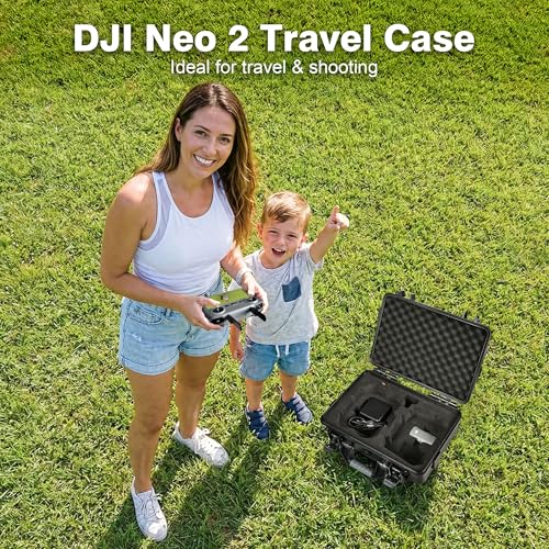 Lekufee Waterproof Hard Carrying Case for DJI Neo 2, Fly More Combo, DJI RC 2/RC N3, Battery(5 pcs), Charging Hub, and other Accessories(Case Only)