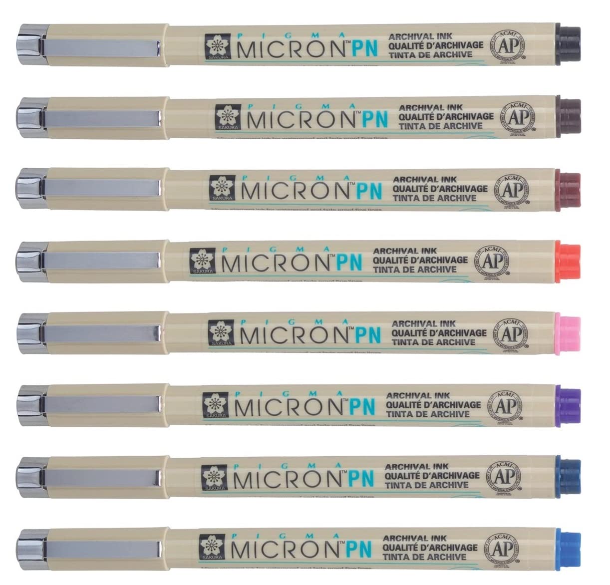 Sakura Pigma Micron PN Set of 8 Pigma Micron Everyday Pens. Made in Japan and 05 BLACK