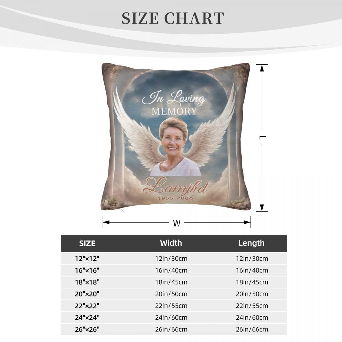 Cuscino commemorativo personalizzato per la perdita di un