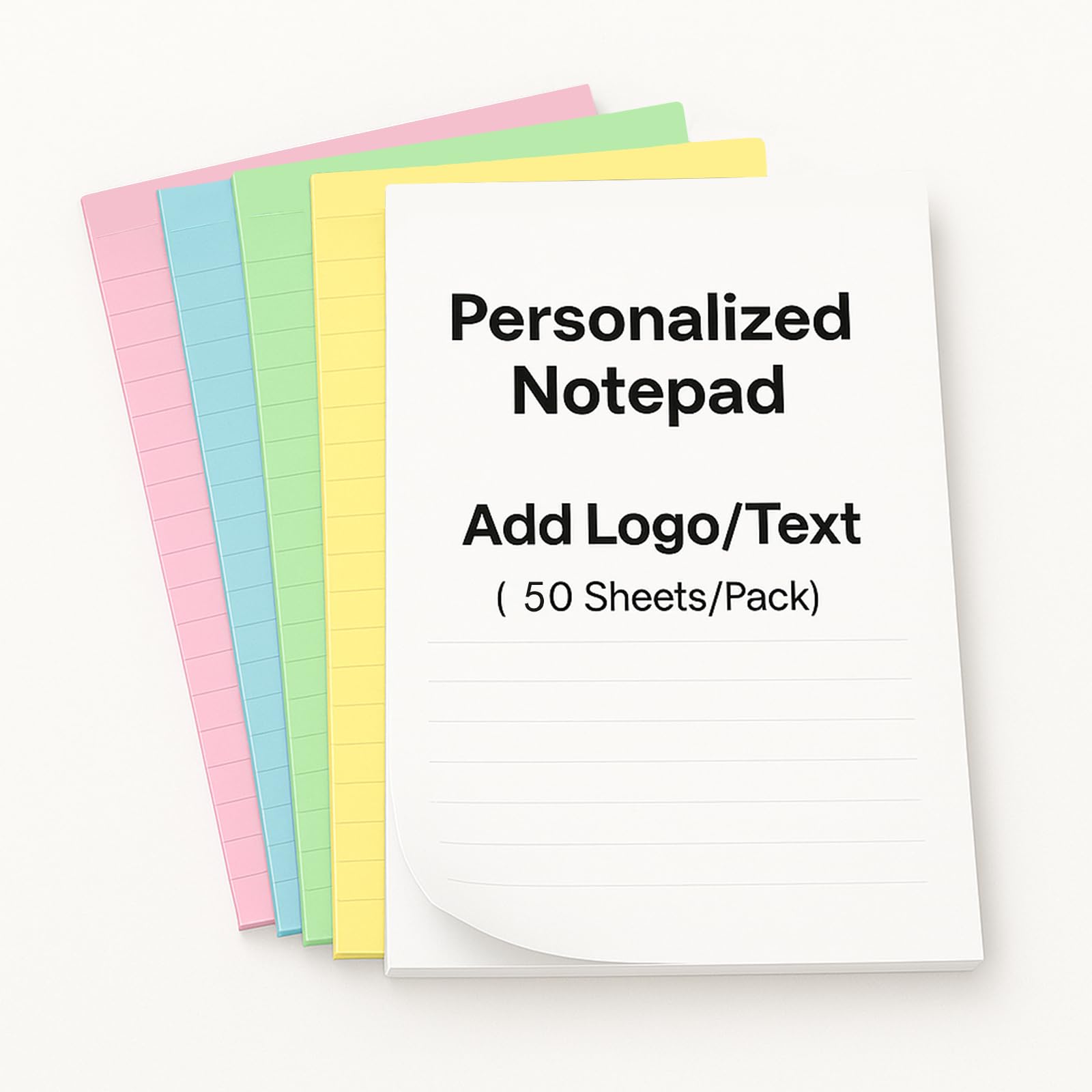 10–1000 Pack Personalized Notepads Bulk - Custom Notepad with Logo & Text 4.25"x5.5" 50 Sheets Pads for Office Business Classroom