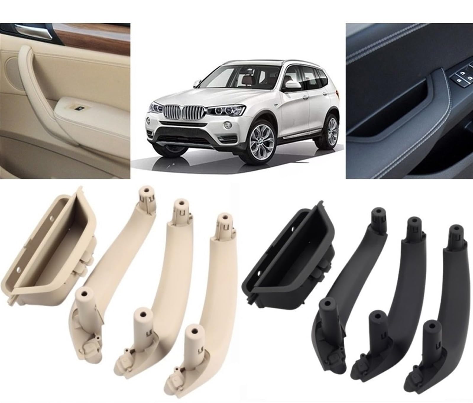 Auto Maniglia Interna Porta 51417250307 Per BMW X3 X4 F25 F26 2010-2016 LHD RHD Maniglia Interna Per Auto Pull Trim Maniglia Per Pannello Porta (Misurare : LHD 4PCS Black)
