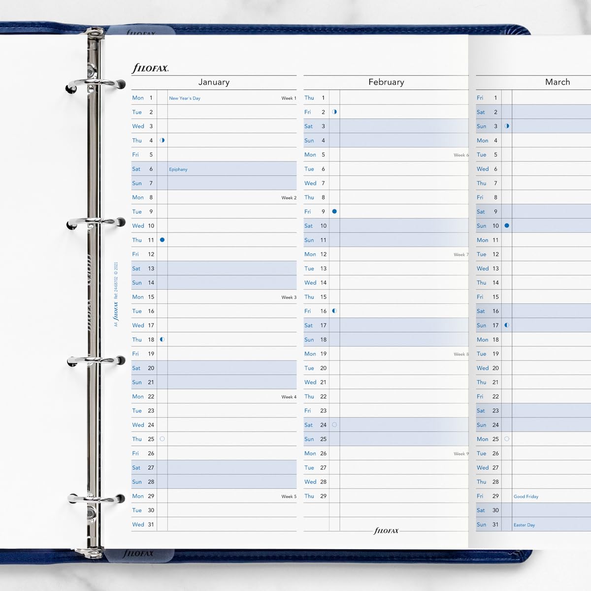Planner annuale verticale 2024 per agenda ad anelli Filofax A4