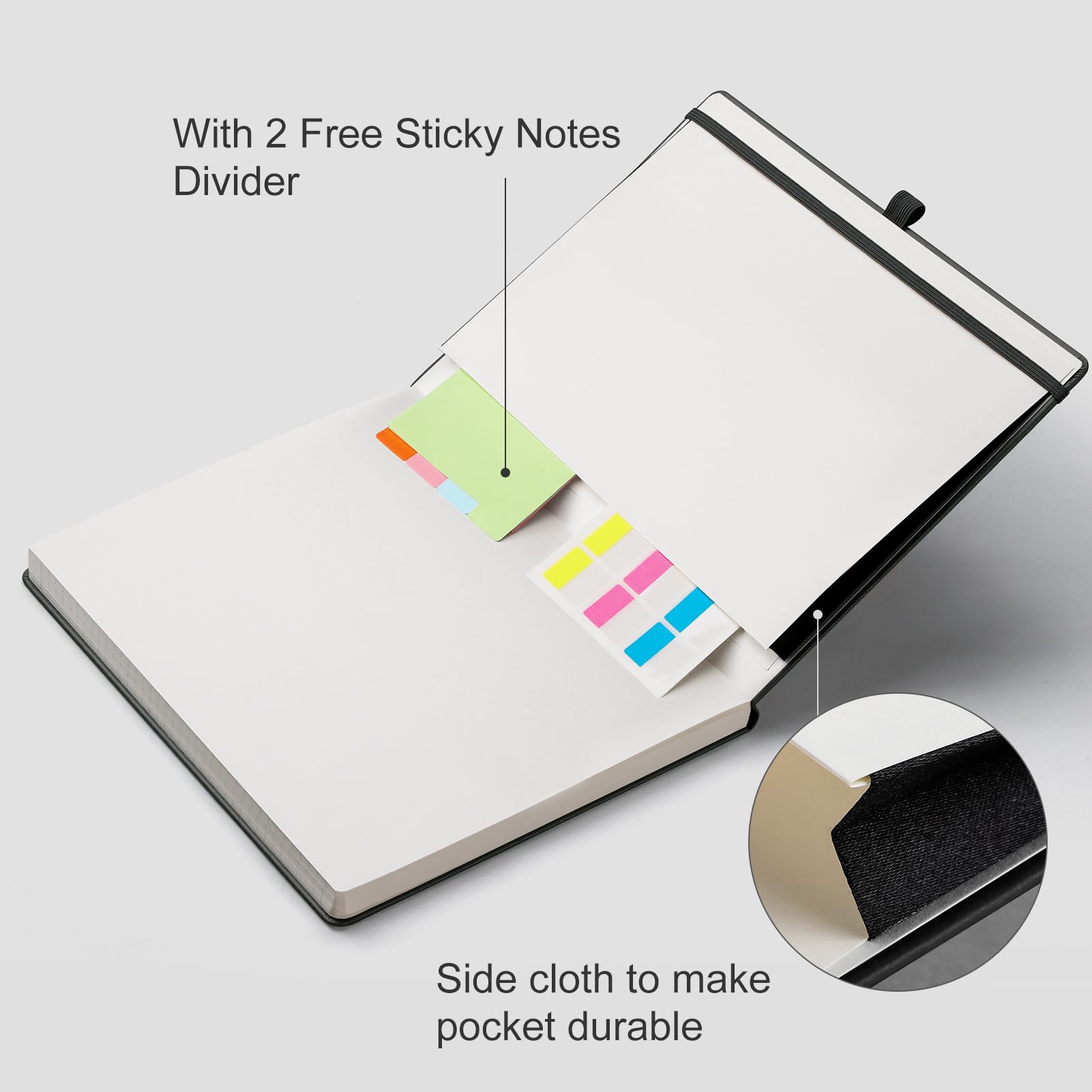 RETTACY Notebook A4 Lined Journal-192 Pages Note Book for Writing Hardcover Leather Notepad with Pen Loop for Women Men Work Office School (21.5 x 27.9cm)- Black - Image 4