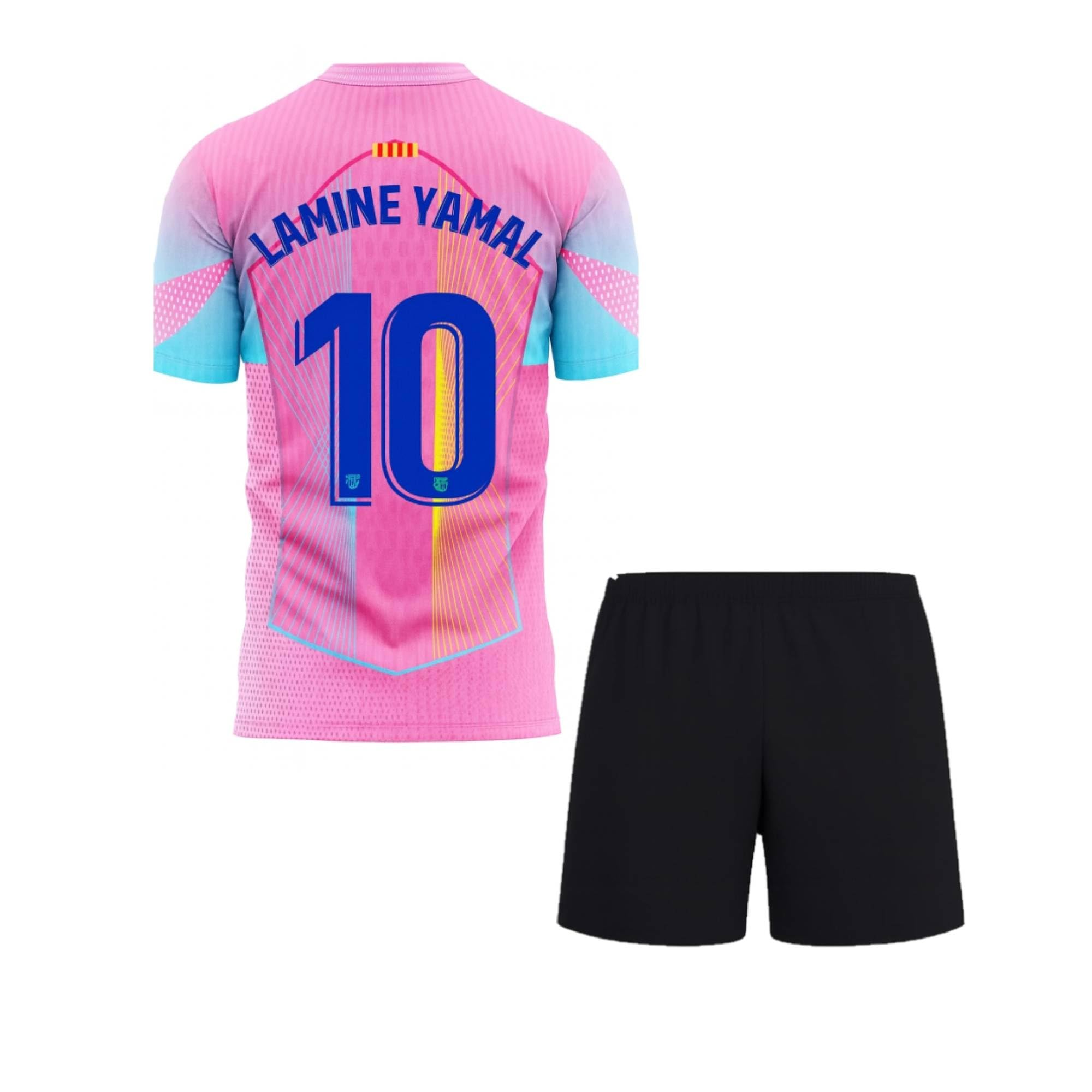 New Barcelona Jersey Pink Yamal 10 Tshirt With Shorts For (Kids,Men&Boys)-picture-27