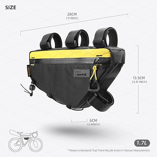Miniatura 3 de Rhinowalk Bolsa de marco delantero de bicicleta para bicicleta debajo del tubo superior Triángulo Bolsa ligera 1.7L Accesorios de ciclismo Bolsa de