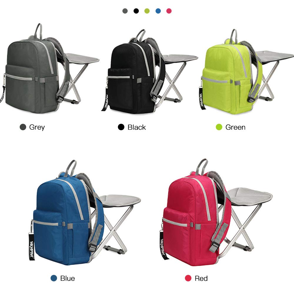 Generico Zaino Sgabello Combinato Leggero 2 in 1 con Sedia Pieghevole per Campeggio Pesca Escursioni Pienic BBQ