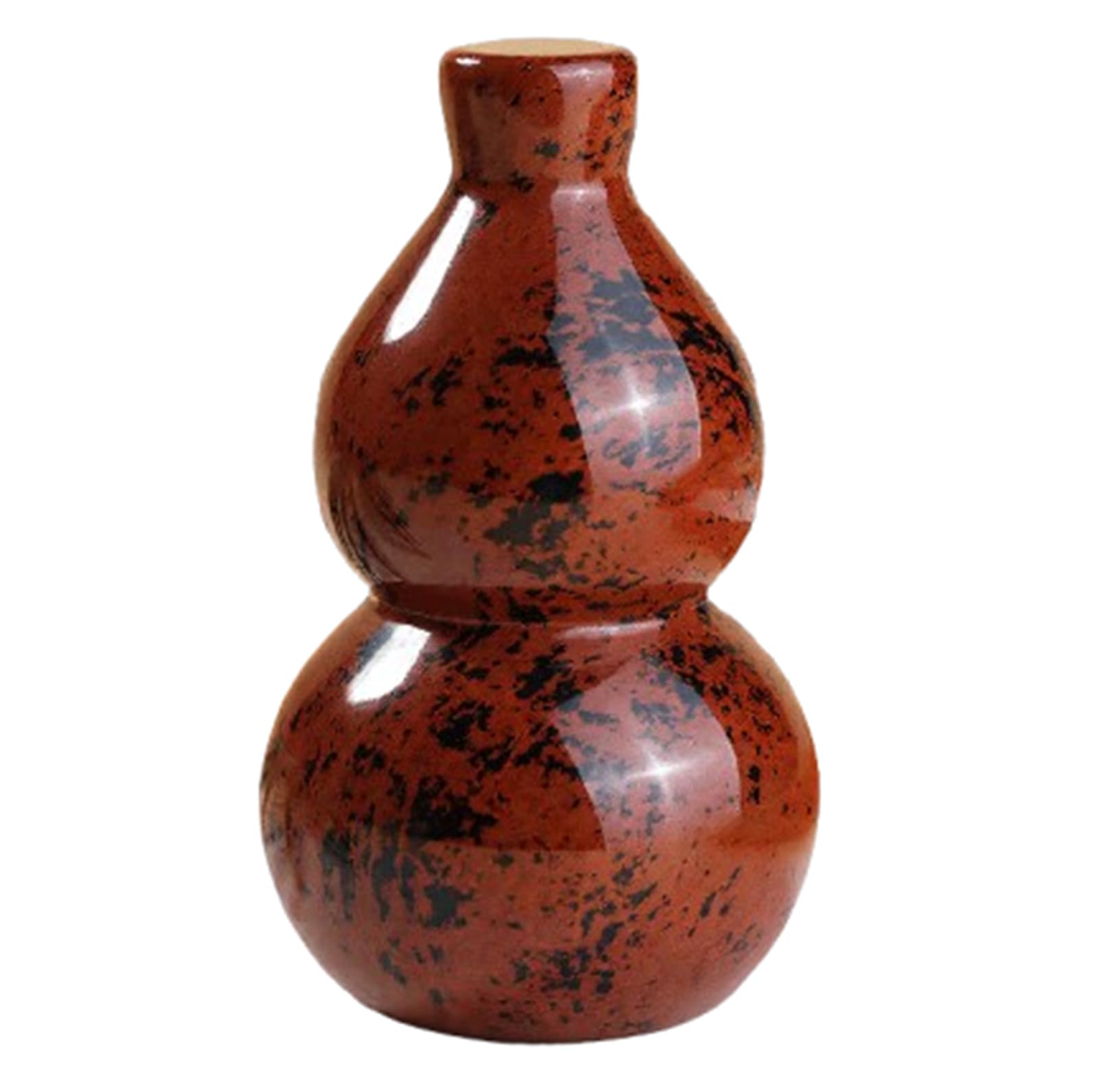 Figurine de calebasse Feng Shui en Obsidienne Rouge Naturelle, Sculpture en Cristal Chinois, Ornement décoratif sculpté à la Main pour Bureau à Domicile ou de Bureau,10cm