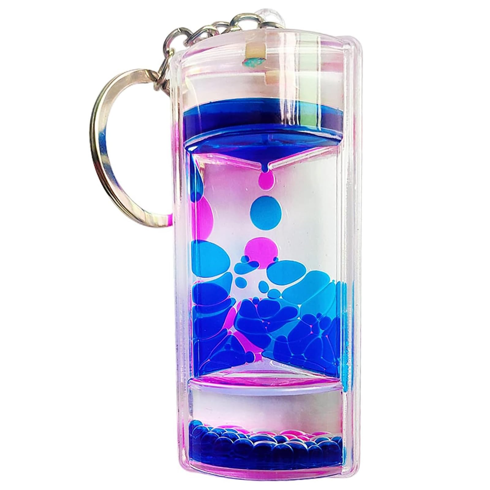 Liquid Motion Timer Keychain Creative Charm Keyrings Sensory Toy Liquid Hourglass Bubble Pendant Keychain Car Key Chain Handbag Decoration Accessories for Kids and Adults (A)