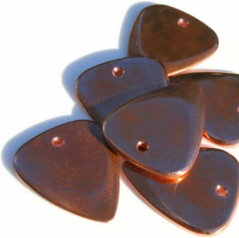 myLife Hard Luxury “Round Tip” Guitar Pick Made of Genuine Copper {Brown Colored - Hole for Necklace} [Single Pick]