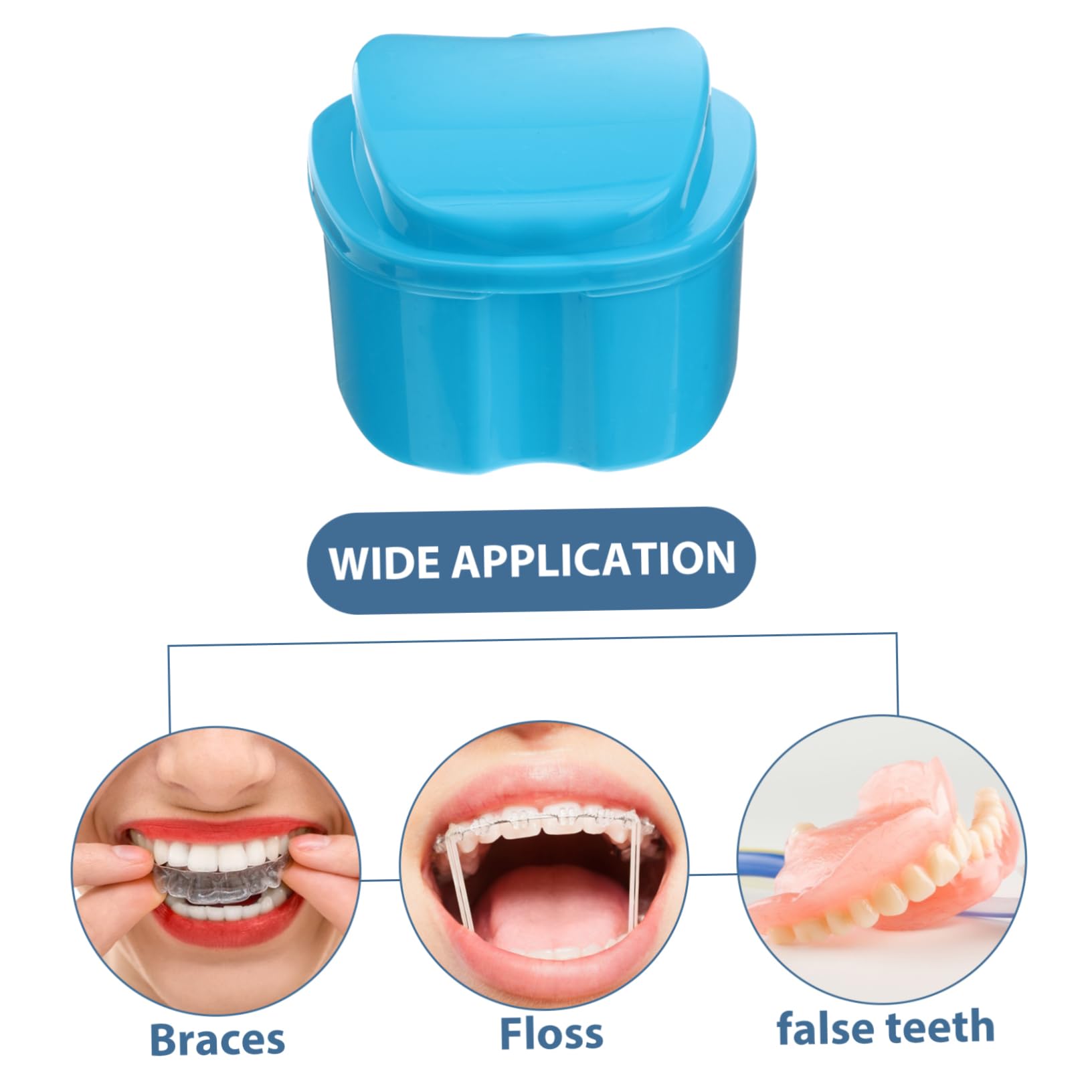 Contenitore per Dentiera Blu in Pp con Cestello e Rete Sospesa | Formato Mini, Stile Europeo, per Asciugatura e Pulizia, Pratico da Trasportare e Protegge dagli Urti