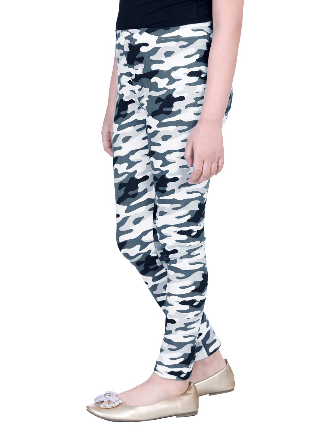 Naughty Ninos Leggings da bambina bianchi e grigi con stampa mimetica alla caviglia, da 2 a 12 anni