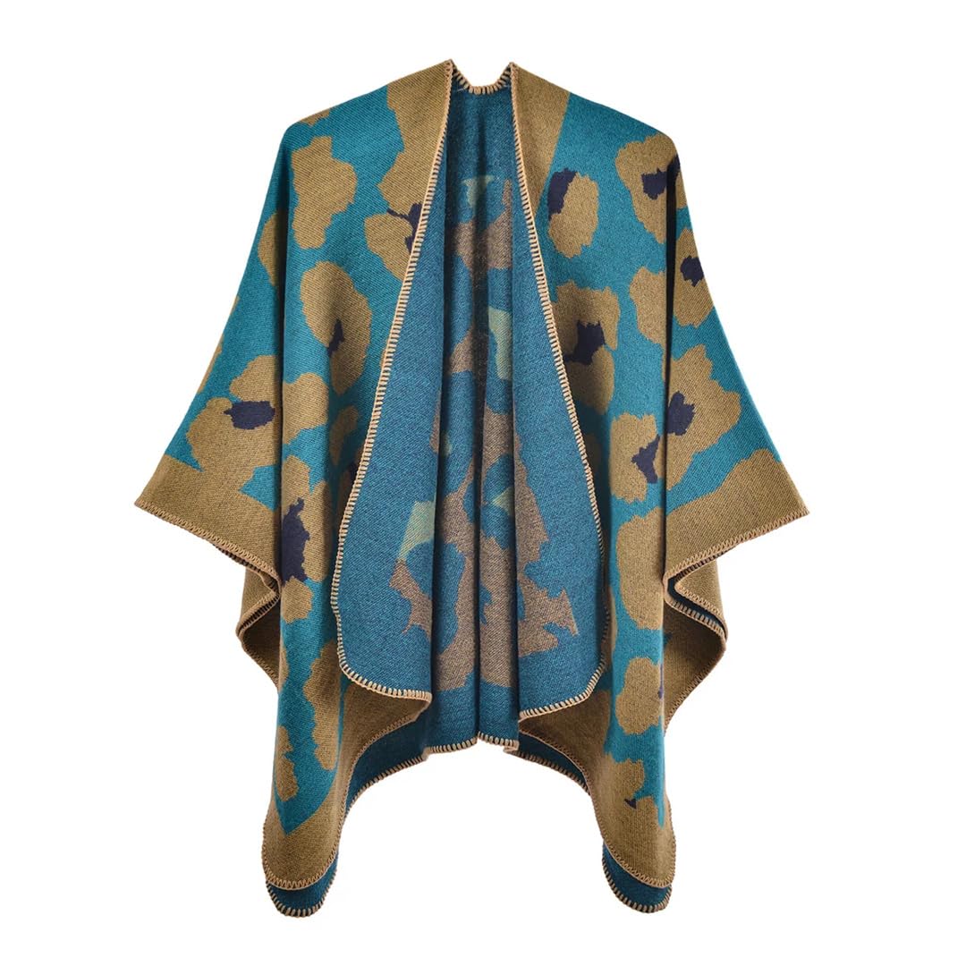 Wvapzxx Scialle Grande Da Donna Con Motivo Leopardato, Imitazione Cashmere, Mantello Diviso, Poncho Da Donna, Mantelle Autunnali E Invernali