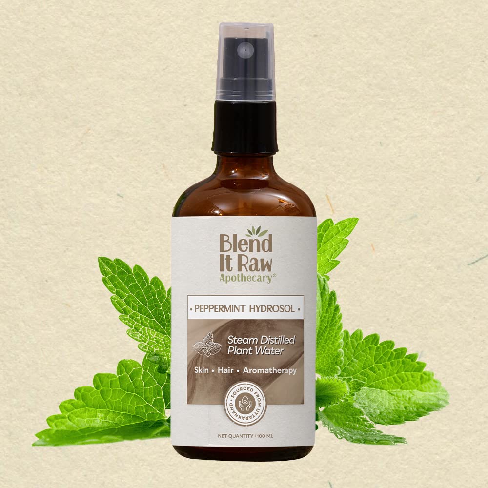 100% Steam Distilled Peppermint Hydrosol for Face, Skin & Body, Facial Toner | Unprocessed | No Additives - 100ml