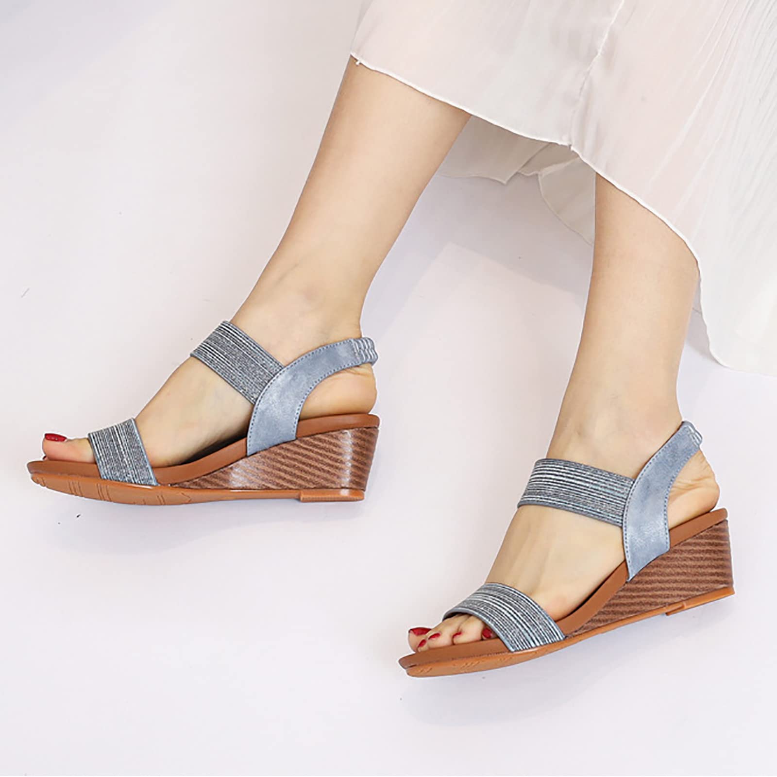 Generico Donna Sandalo Casual Con Cinturino Alla Caviglia Da Fata Tacco A Zeppa Grande Sandali Hawaianas Estive Comode Eleganti Nero Pantofole 36 Comodo Estivi 34 Per Camminare Sportivi Scarpe