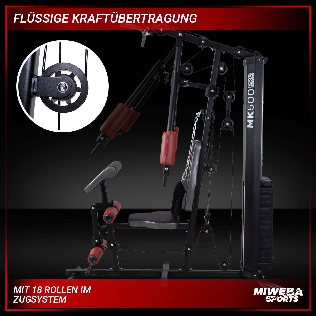 Miweba Sports Kraftstation MK500 | 60 kg Gewichte - Fitnessgeräte für Zuhause - Fitness - Heimtrainer - Bauchtrainer - Hometrainer - Butterfly - Bodybuilding - Krafttraining - Homegym - Fitnessstation