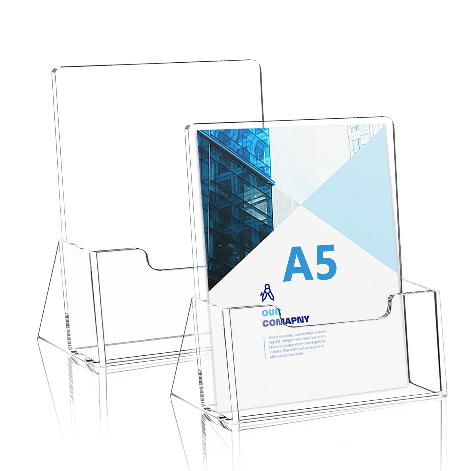 Lot De 2 Porte-Brochures A5 Acrylique Transparent – Présentoir Flyer Autostable, Bureau & Commerce