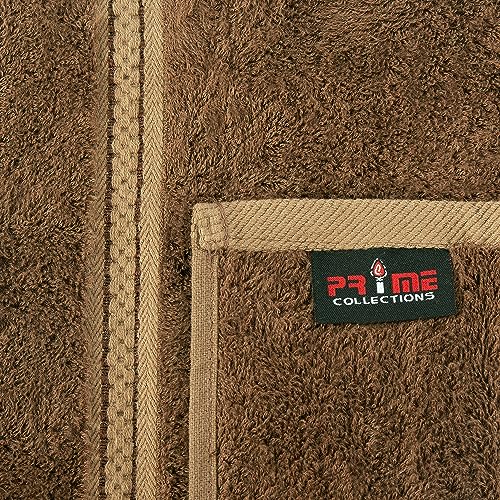 Prime Collections Ultra Soft Luxury Bamboo Cotton Bath Towel Set 8 Piece Towels 600 Gsm 2 Bath Towels 2 Hand Towels And 4 Washcloths (Dark Brown, 8) #TOP5