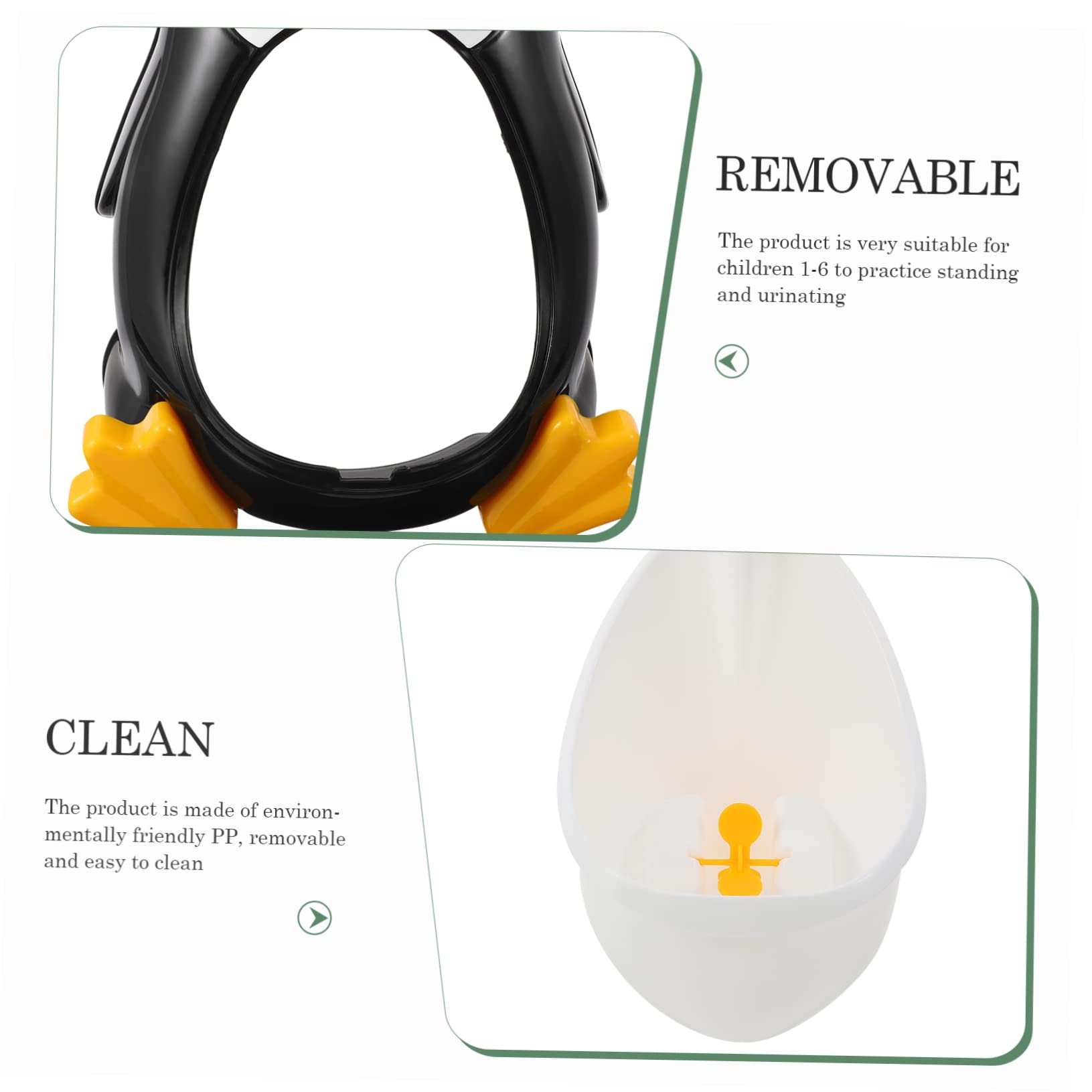 VICASKY Orinal Infantil Diseño de Pingüino, Montado en Pared, Optimización de Espacio, Material Pp Duradero, Adecuado para Baño de Niños y Entrenamiento