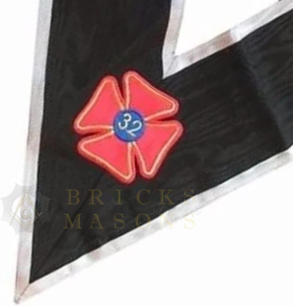 Bricks Masons 32nd Degree Scottish Rite Collar - Black Moire with White Borders