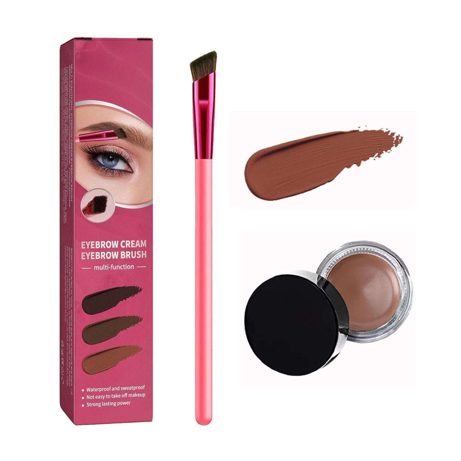 Anjoize 4-Tip Microblade Brow Pen, Home Eyebrow Care Kit 4D Laminated, 4D Laminated Brow Home-Grooming Kit, Ultra-thin Angled Eyebrow Brush with Waterproof Eyebrow Gel (Light Brown)