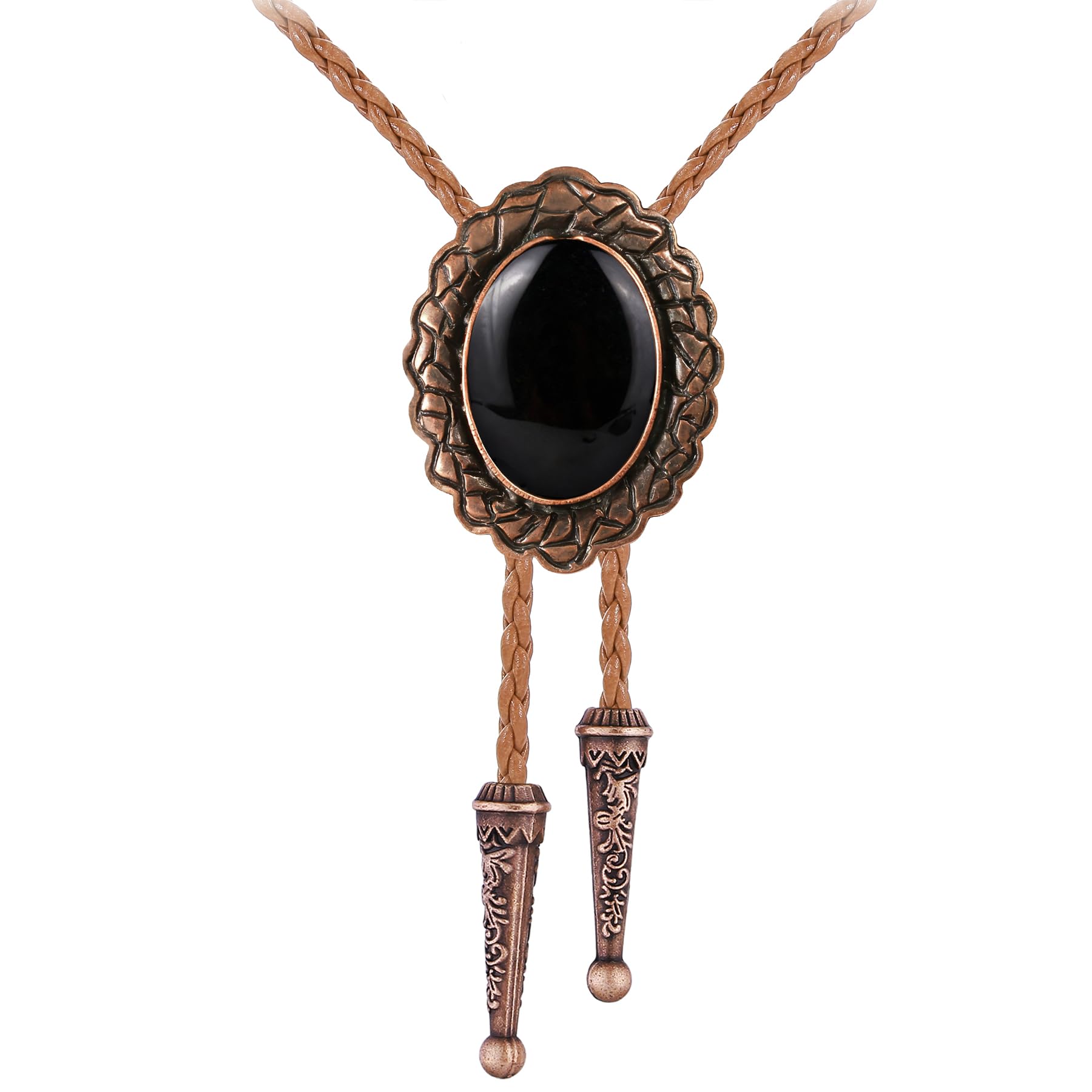 Jeilwiy Bolo Tie for Men Real Stone Westwern Cowboy Ties Silver Bolos Women Leather Necktie Gift for Birthday Christmas