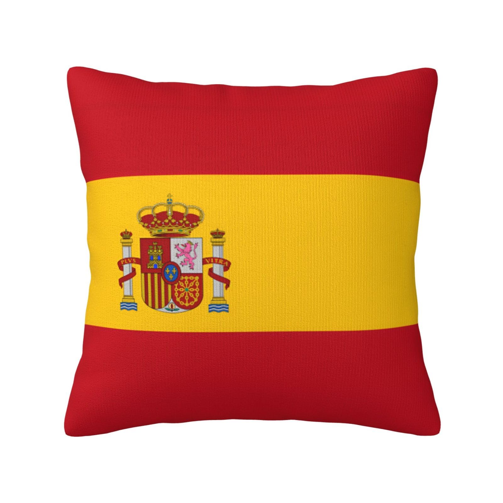 Spanish flag Print Decorative Throw Pillow Covers for Sofa, Outdoor and World Cup Celebrations
