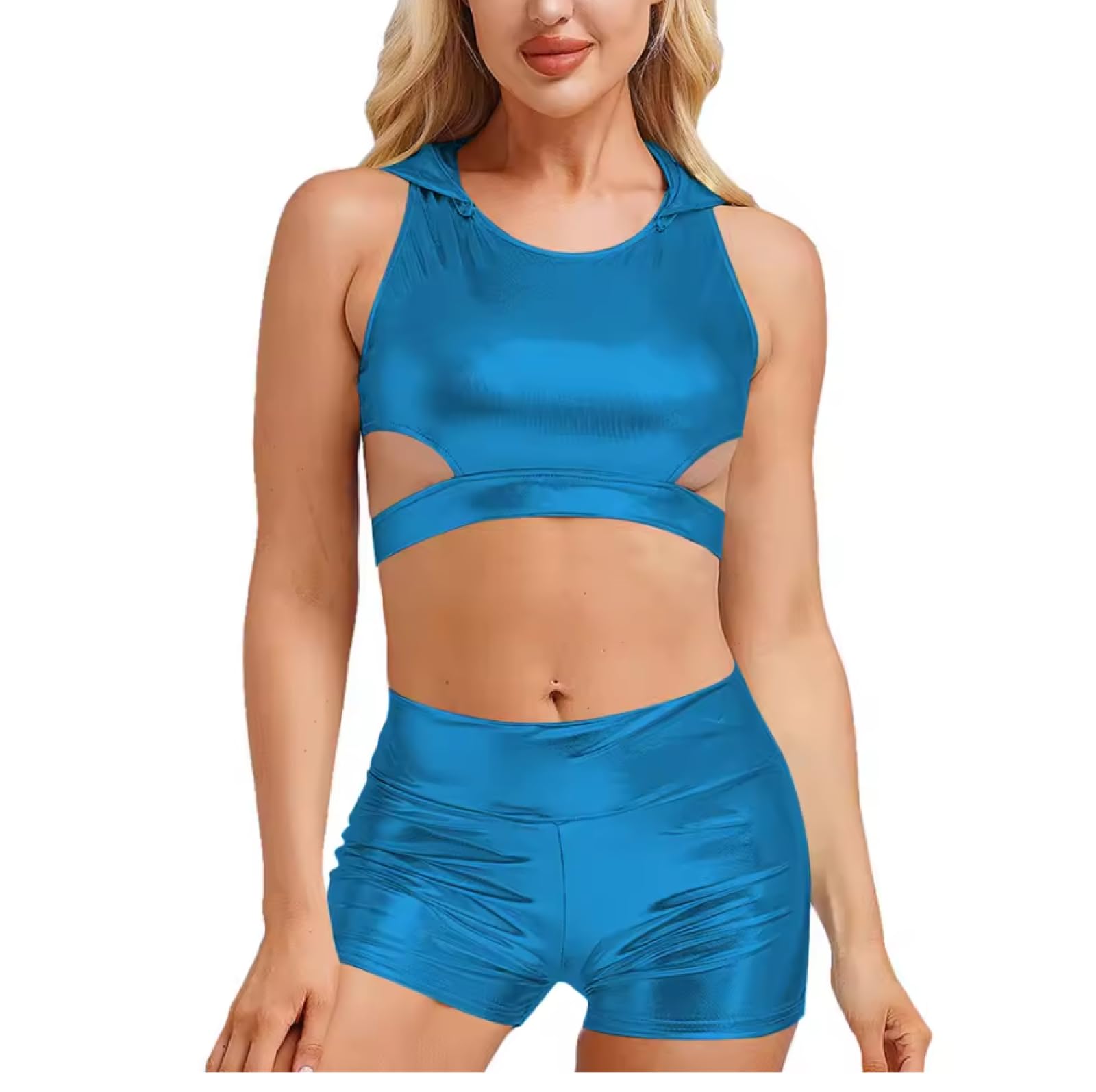 Tenues pour femmes à capuche Bodycon Crop Tops taille haute short deux pièces ensemble pour femme à porter au quotidien personnalisable
