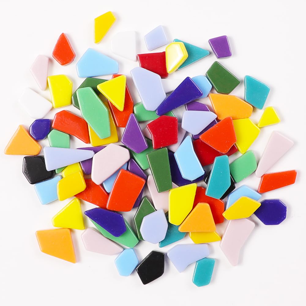 1 LB Mini Irregular Enamal Mosaic Glass Tiles for Crafts Bulk Mosaic Supplies, Random Small Size of Broken Recycled Glass Mosaic Pieces for DIY Mosaic