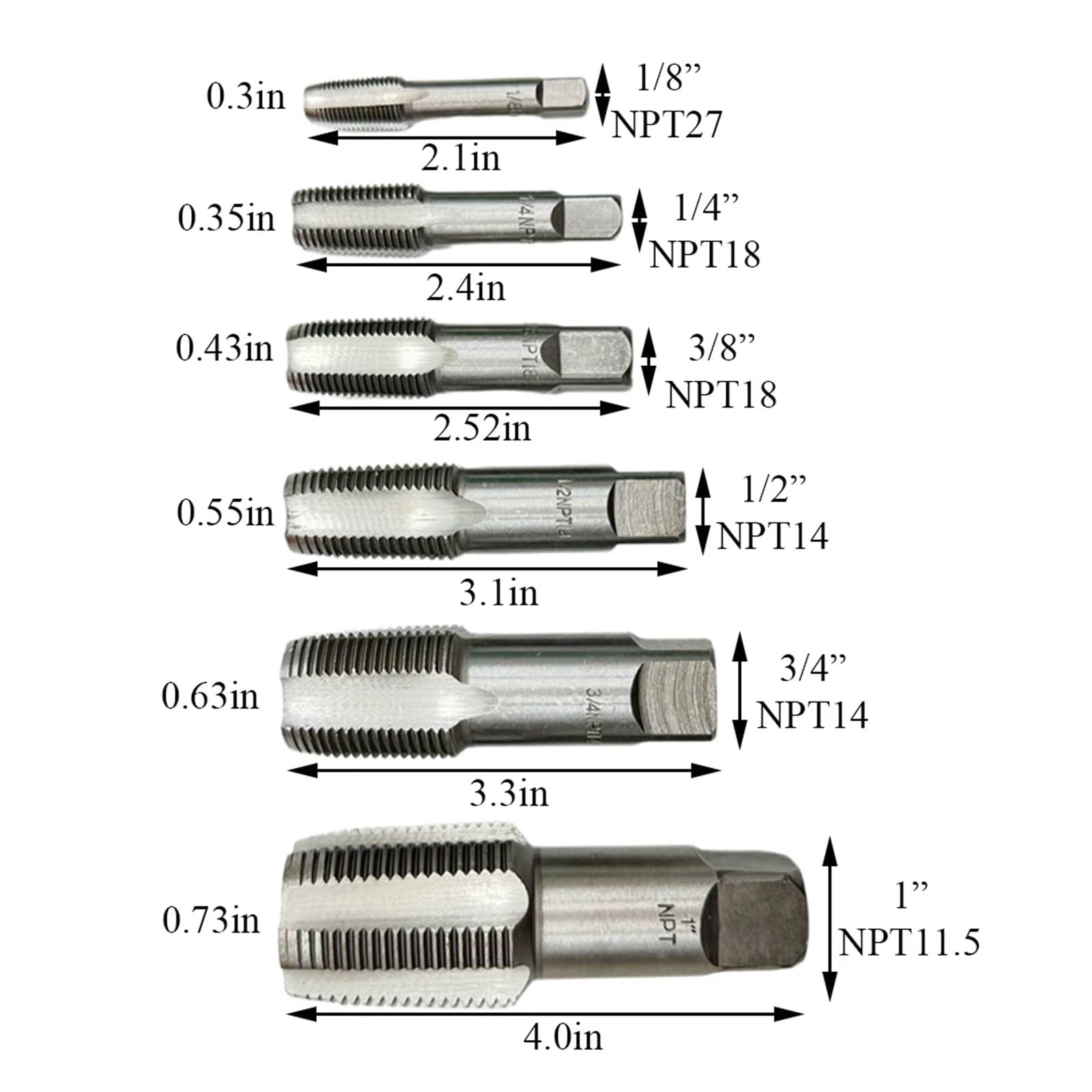 Zestaw 5/6 sztuk gwintowników do rur, gwintowanie hydrauliczne, z walizką do przechowywania, zestaw narzędzi do gwintowania(5pcs Set)