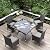 Kurapika 5-Piece Patio Furniture Outdoor Dining Set, Wicker Rattan Patio Dining Table and Chairs Set, Square Tempered Glass Tabletop with Umbrella Hole and 4 Chair Set, Grey