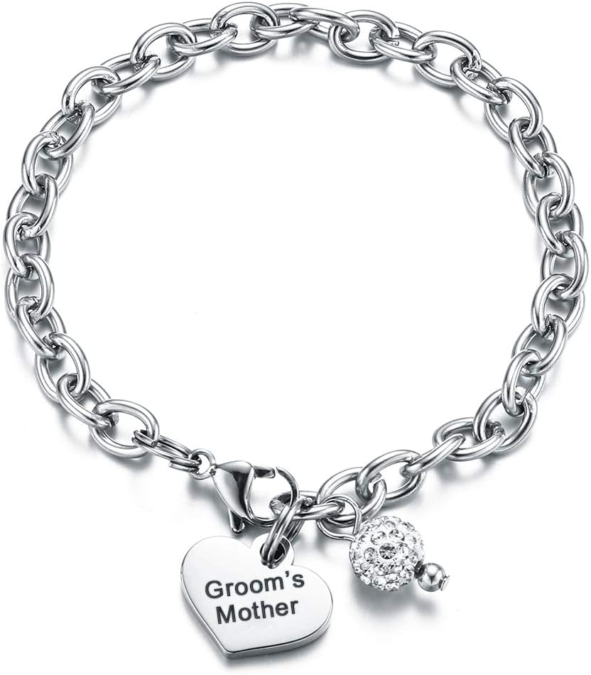 IEFSHINYCharm Bracelets for Women Girls, Heart Chain Bracelet with Charm Gifts for Mom Aunt Daughter Soul Sister BFF Bride Bridesmaid Flower Girl Grandma Happy Anniversary Niece Nurse Teacher Nana