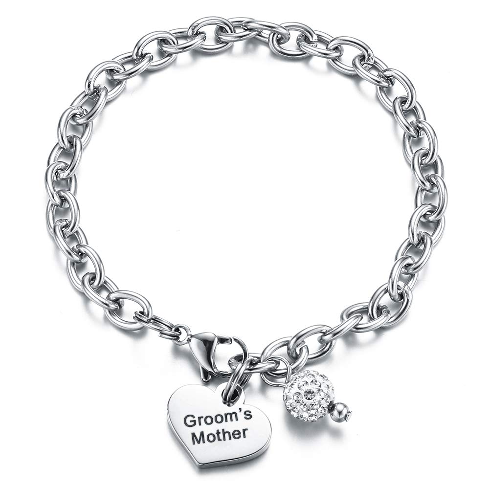 IEFSHINYCharm Bracelets for Women Girls, Heart Chain Bracelet with Charm Gifts for Mom Aunt Daughter Soul Sister BFF Bride Bridesmaid Flower Girl Grandma Happy Anniversary Niece Nurse Teacher Nana