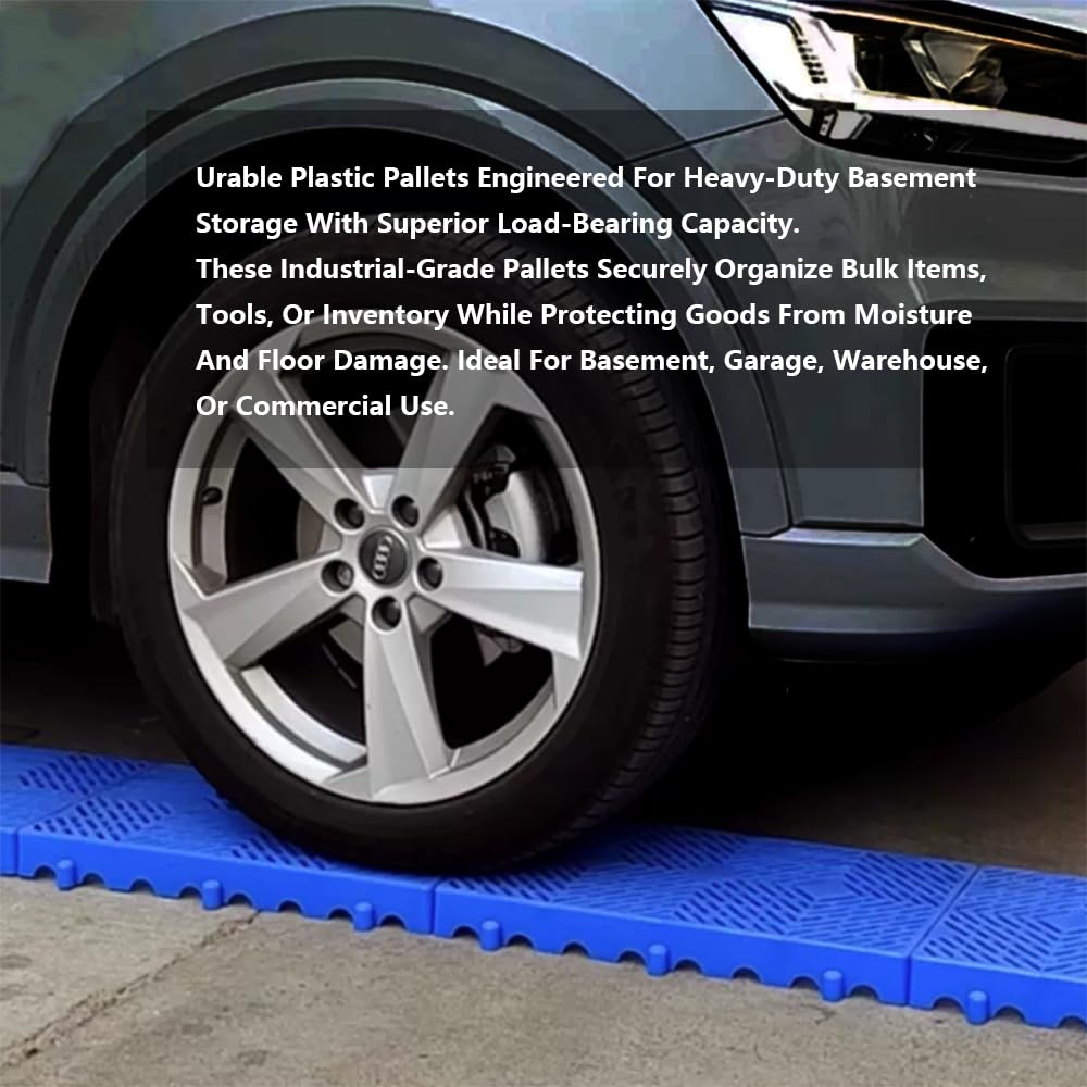 8 Pack Plastic Pallets 23.6x11.8 - Lightweight Interlocking